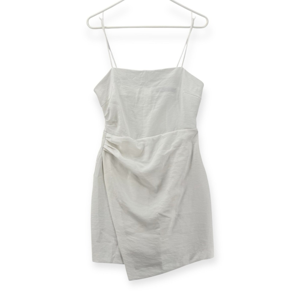 Zara Mini Dress Womens Medium White Sleevelessโ Draped Ruched Bodycon Party